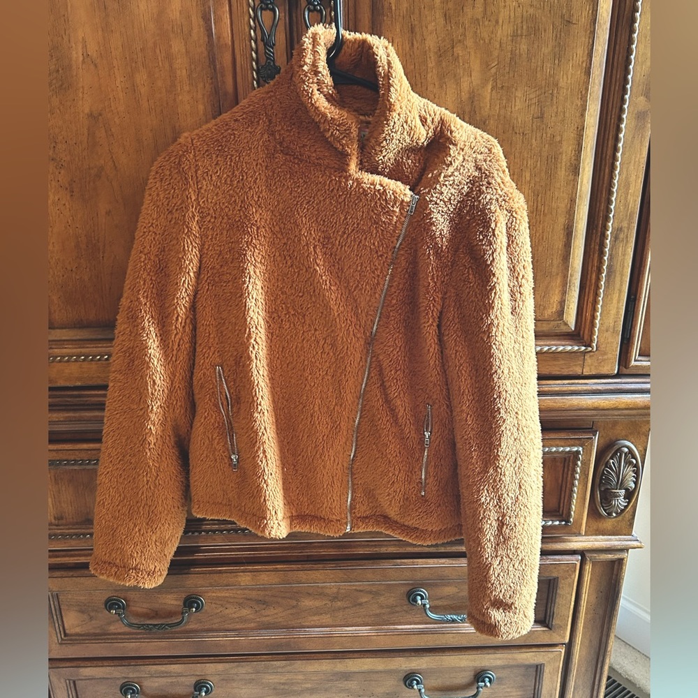 Teddy jacket. Burnt orange color. Size small.